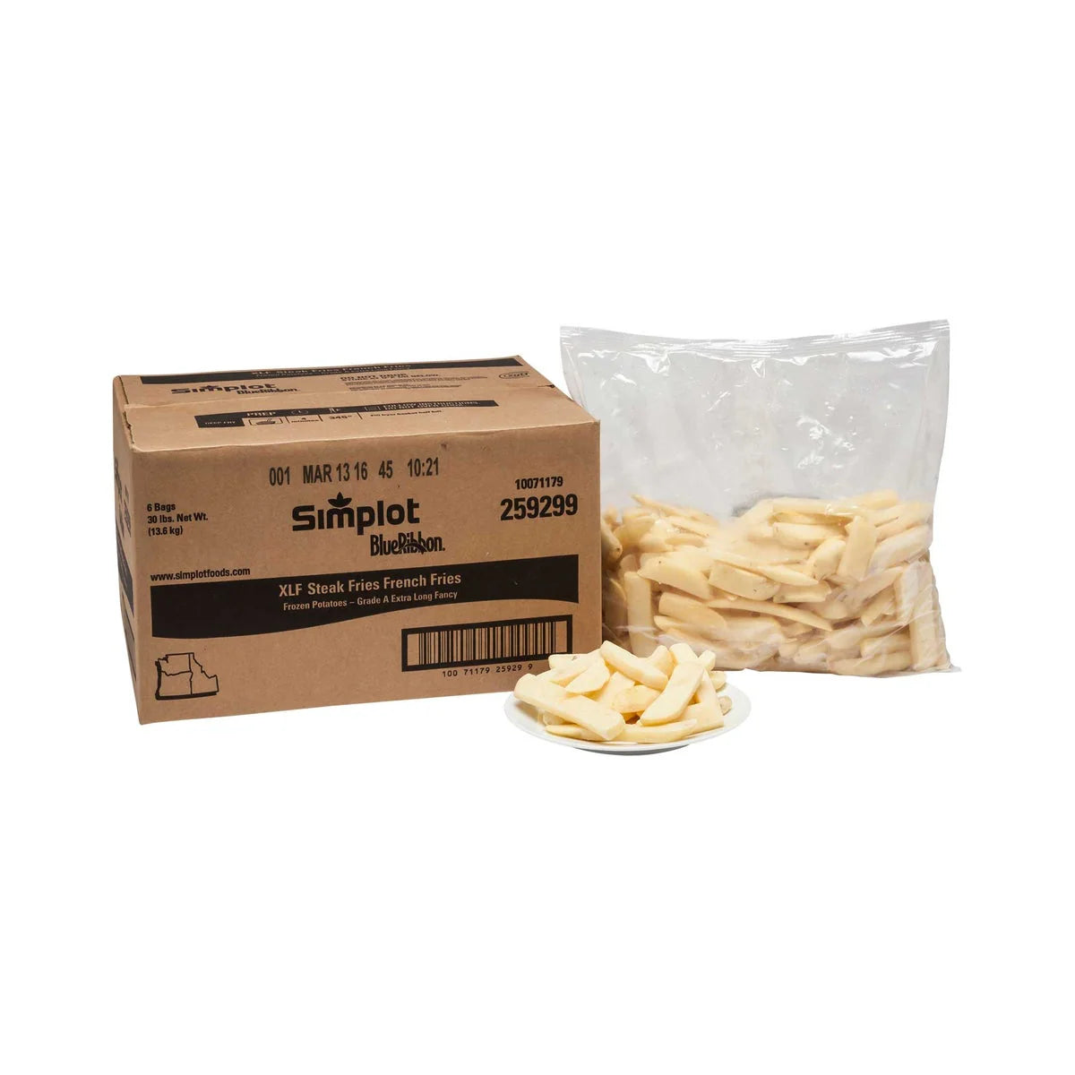 Simplot Blue Ribbon® Fries Straight Cut Fries-Box of 6-2.3 kg