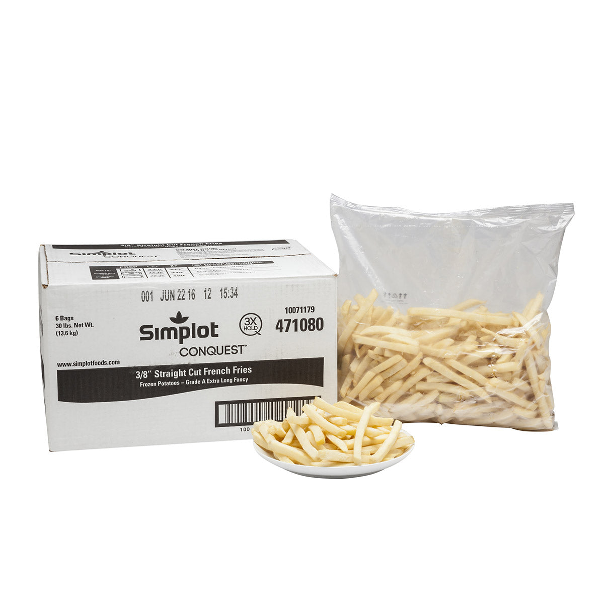 Simplot Conquest® Coated Straight Cut Fries -Box of 6-2.3 kg