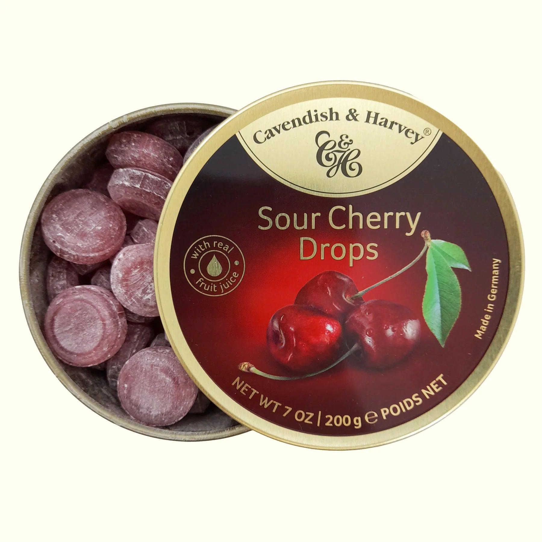 Cavendish & Harvey- Sour Cherry Drops- Box Of 9 –200g