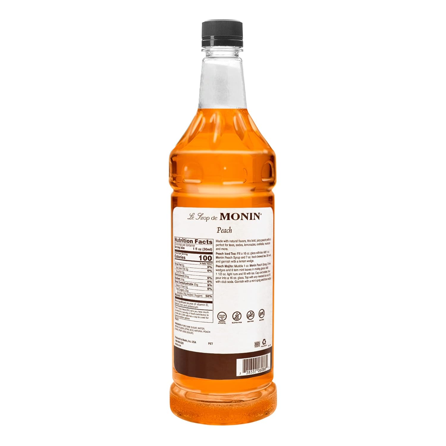 Monin Peach Syrup – Box Of 6 Pcs – 1 ltr