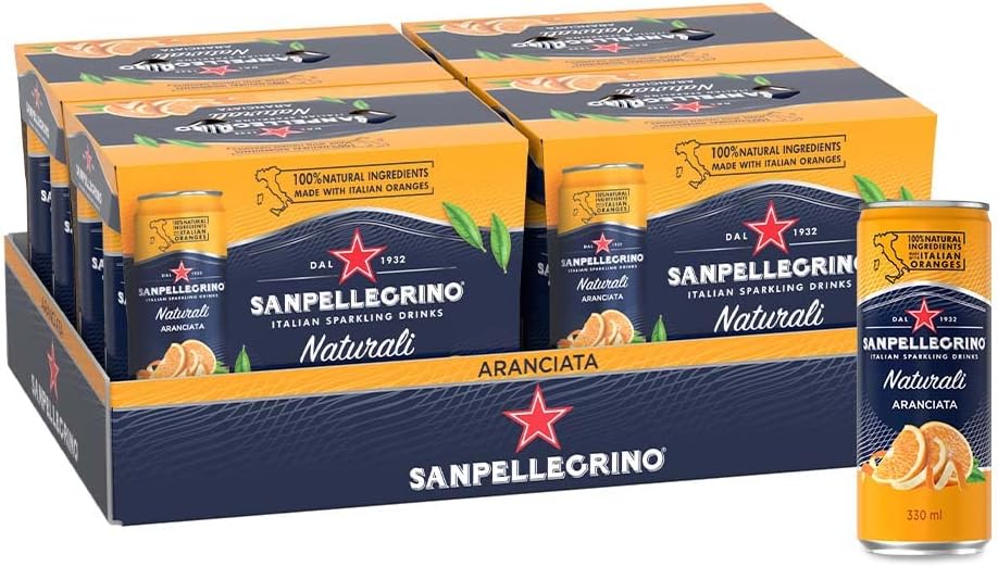 San Pellegrino Sparkling Aranciata Can – Box of 24 Pcs – 330ml