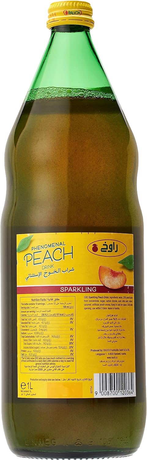 Rauch Sparkling Peach Bottle – Box of 12 Piece – 1 L