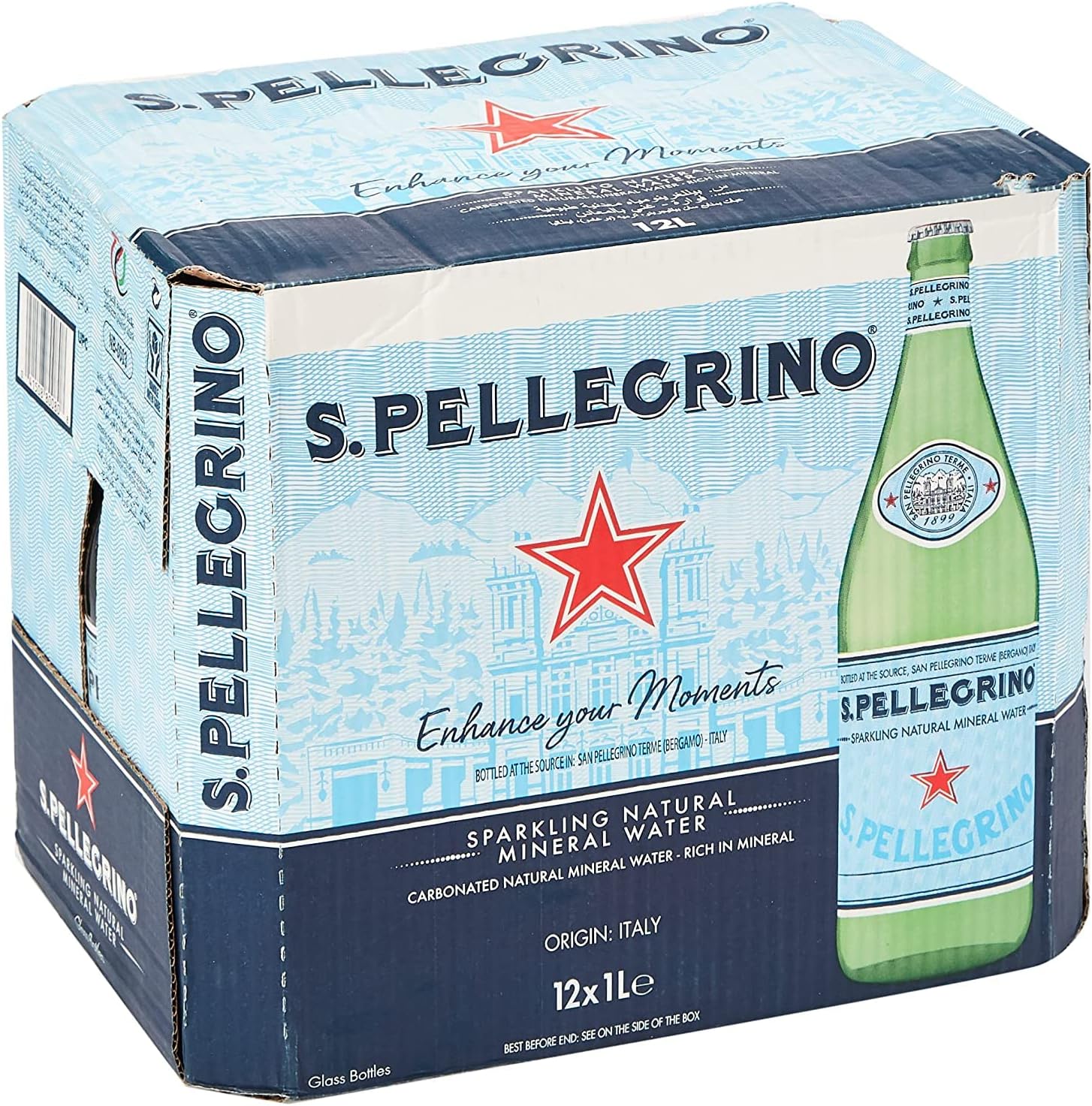 San Pellegrino Sparkling Mineral Water Glass – Box of 12 Pcs – 1ltr