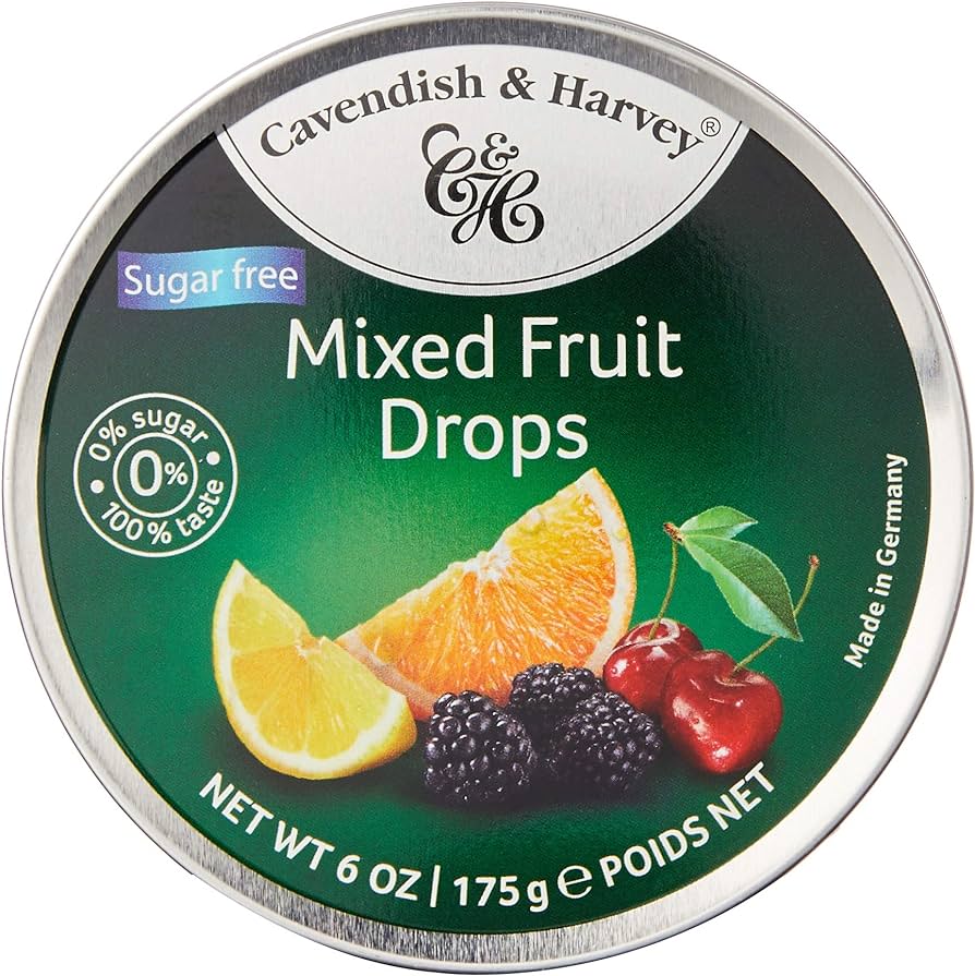 Cavendish & Harvey-Sugar Free Mixed Fruit Drops– Box Of 9 –175g