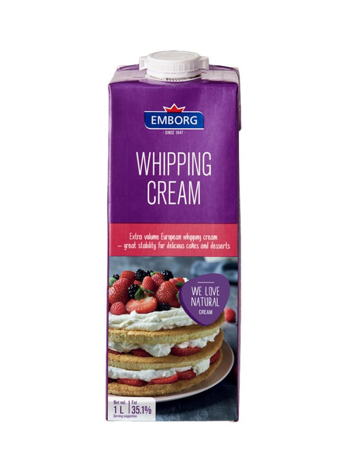 Emborg Whipping Cream 35.1% Fat Uht – Box of 12 Pieces – 1 Ltr