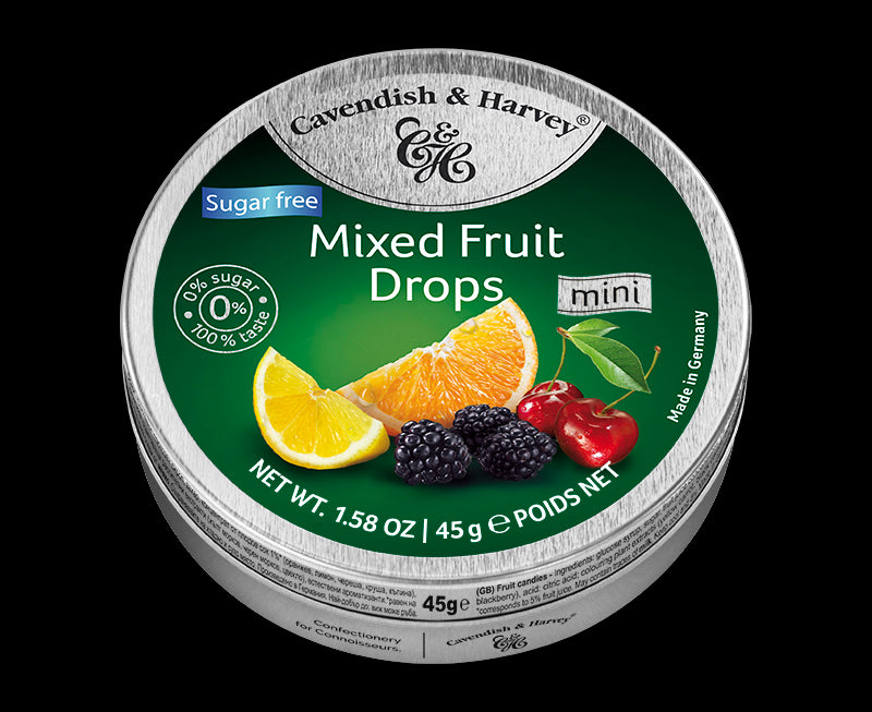 Cavendish & Harvey-Sugar Free Mixed Fruit Drops– Box Of 14 –45g