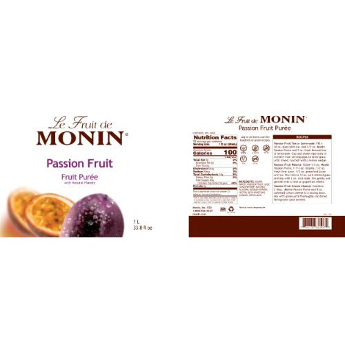 Monin Passion Fruit Puree – Box Of 4 Pcs – 1 ltr