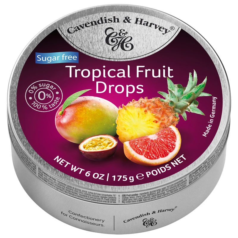 Cavendish & Harvey-Sugar Free Tropical Fruit Drops– Box Of 9 –175g