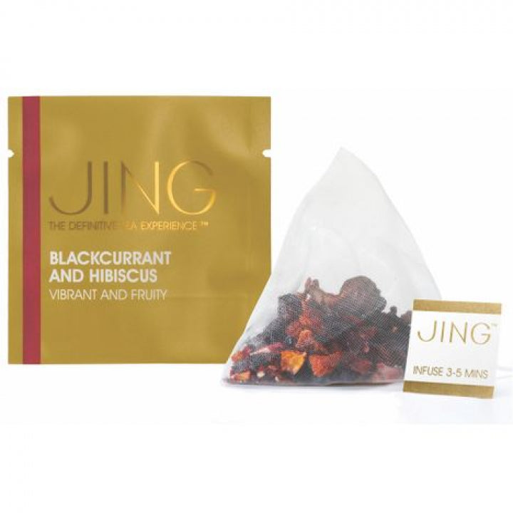 Jing Tea -Blackcurrant & Hibiscus Fruit Tea – Box of 6 Pieces – 100 Packets