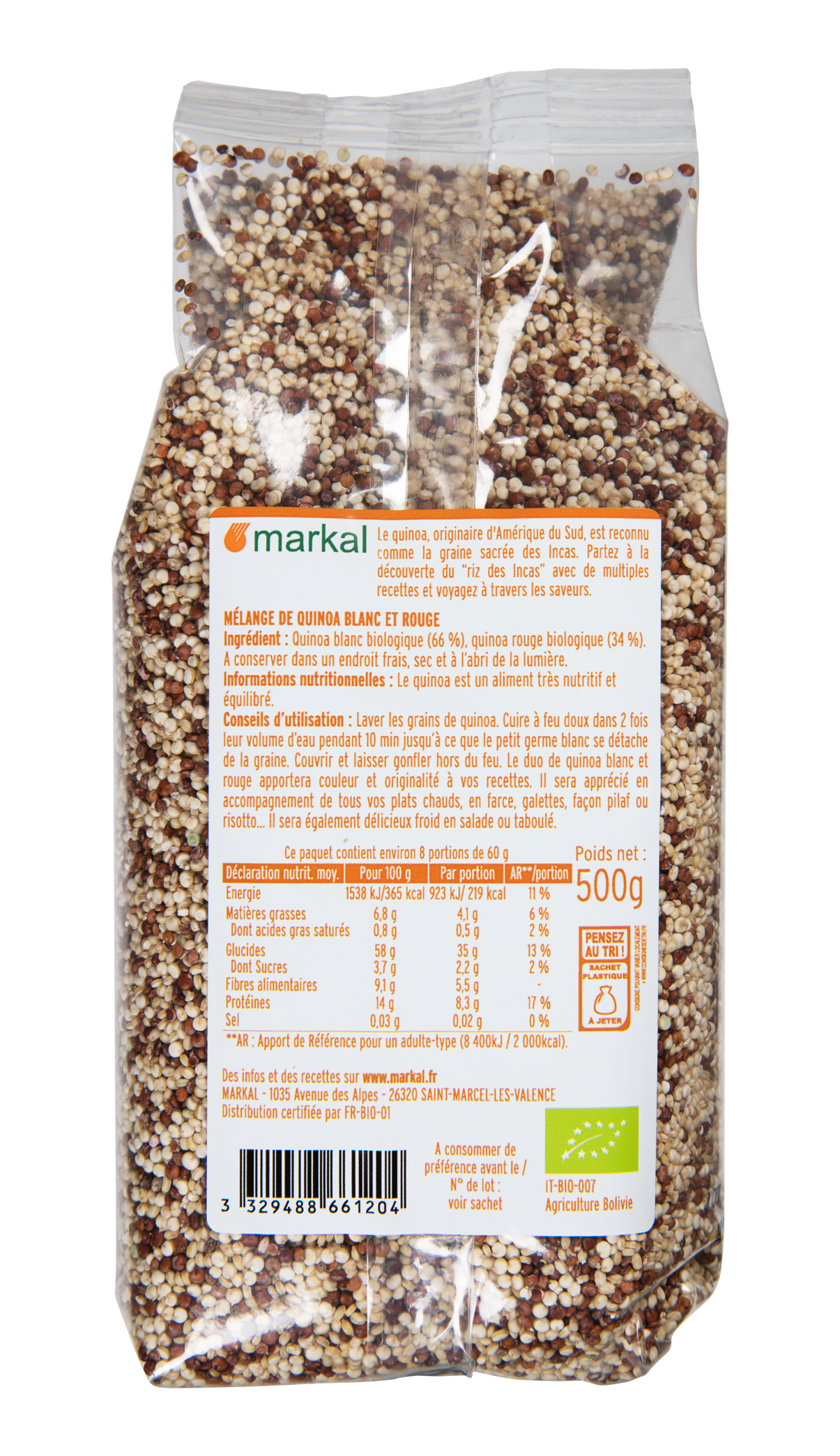 MARKAL - ORGANIC RED AND WHITE QUINOA MIX FRENCH - 500G