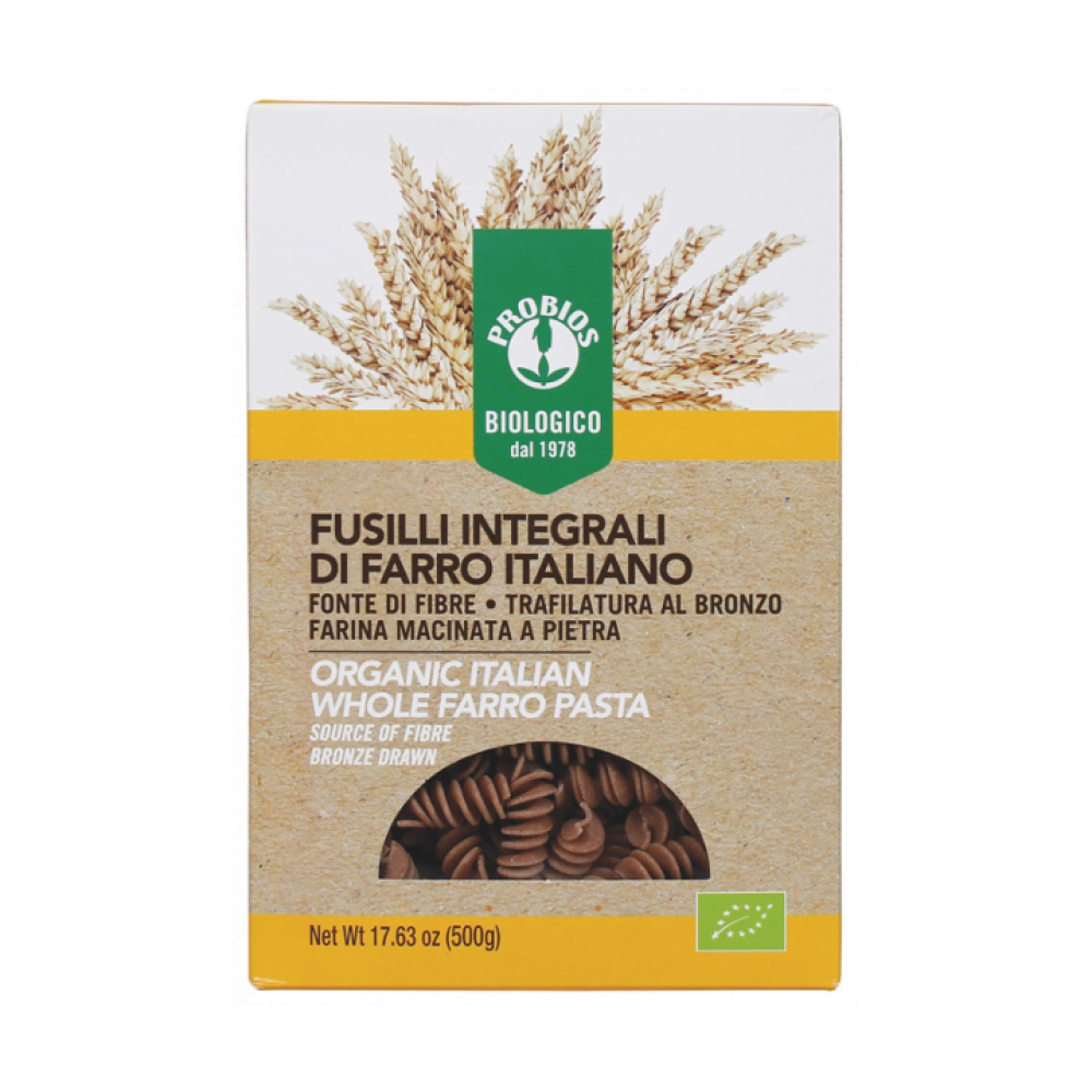 PROBIOS - ORGANIC WHOLE SPELT FUSILLI SPIRALS ITALIAN - 500G