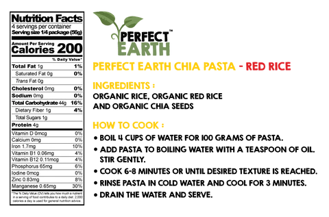 Perfect Earth - Organic Chia Pasta Red Rice Gluten Free - 225g